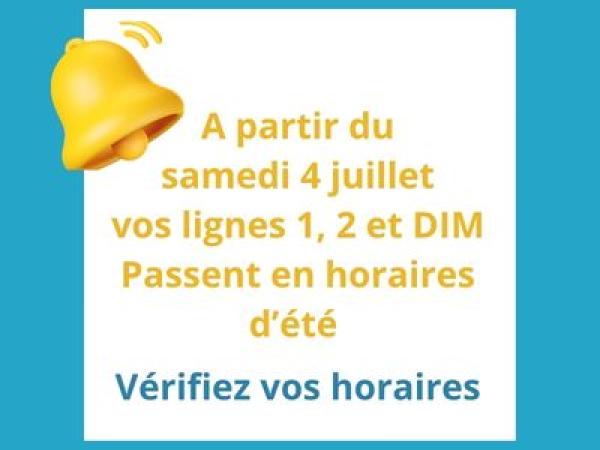 Vos lignes 1, 2 et DIM passent en horaires d'été